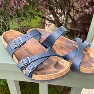 Birkenstock Franca Size 38 in Navy Blue Leather